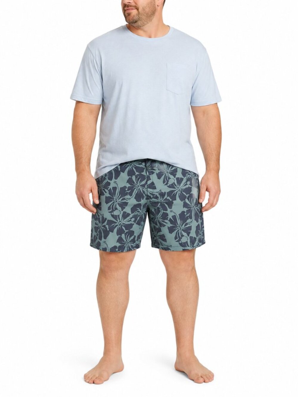Mutual Weave Men's Blue Balsam Hibiscus Chino Board Shorts